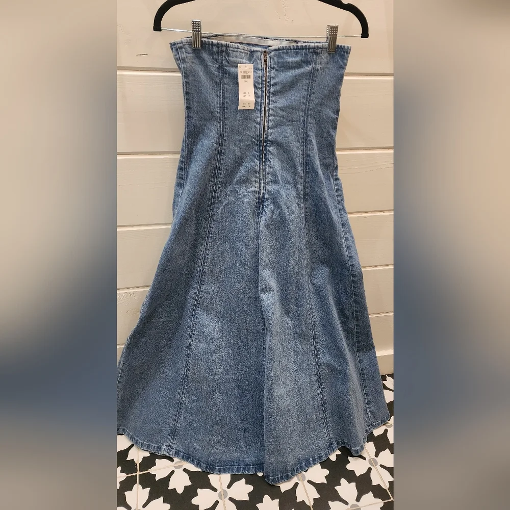 NWT Abercrombie & Fitch Mila Strapless Denim Midi Dress - Blue - size small - Picture 11 of 14